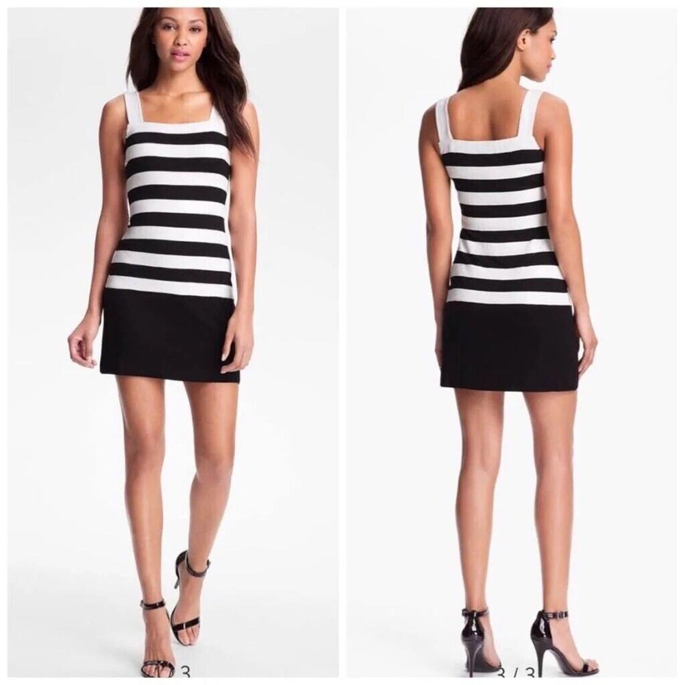 Bailey 44 Pedal To The Medal Sequin White Black Stripe Mini Sheath Dress Sz XS